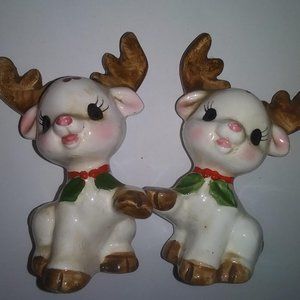 LEFTON 1970s Baby Reindeer Salt and Pepper Shakers Set